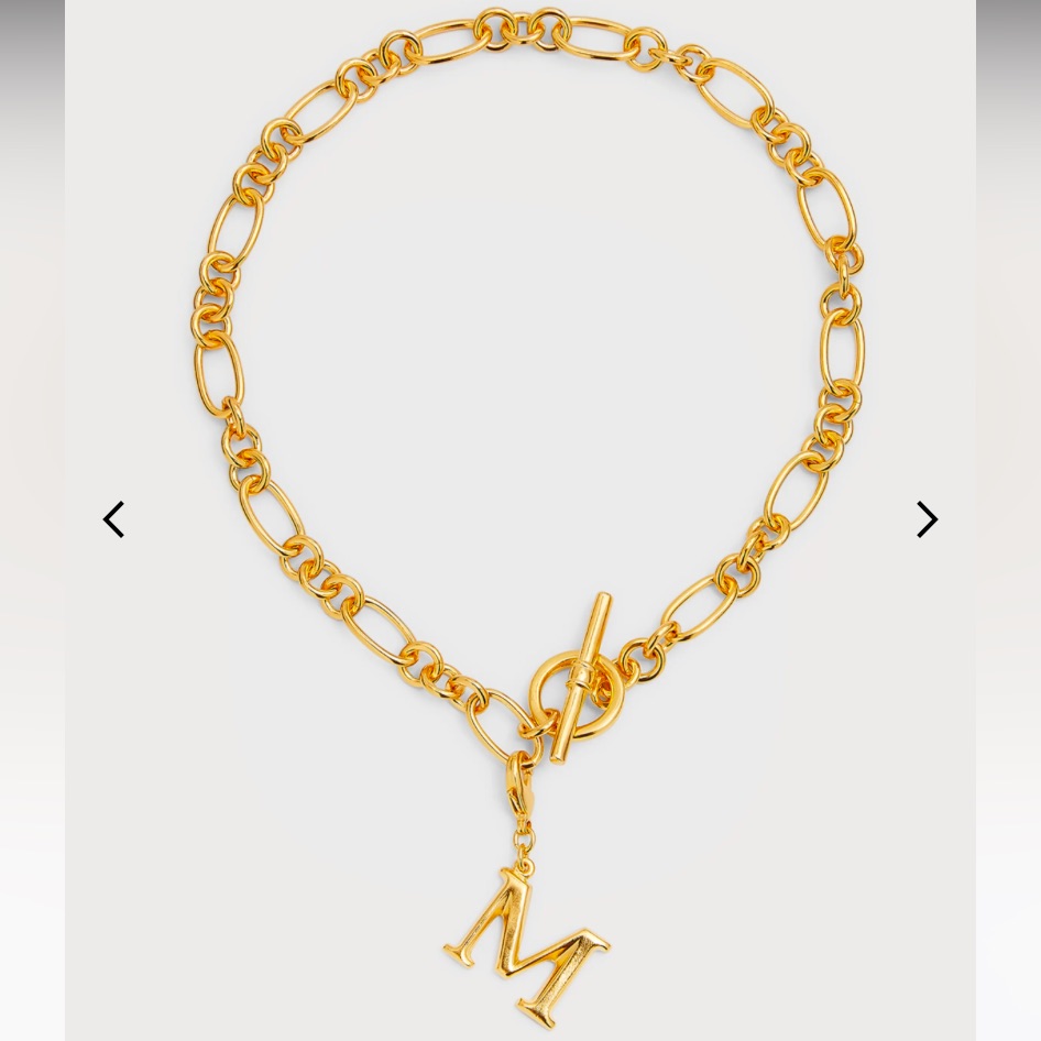 New! Ben-Amun Link Brass Chain Necklace With Initial Charm